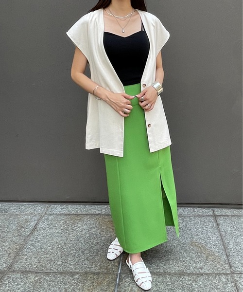 StyleSea（スタイルシー）の「コットンリネンジレベスト（ベスト・レディース・ナチュラル/ターコイズブルー/カーキ・MEDIUM）」の7枚目の写真