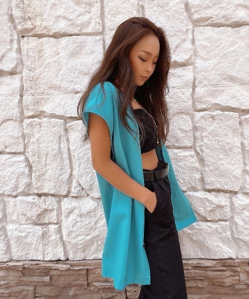 StyleSea（スタイルシー）の「コットンリネンジレベスト（ベスト・レディース・ナチュラル/ターコイズブルー/カーキ・MEDIUM）」の13枚目の写真