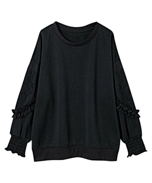 RANAN（ラナン）の「＜裏起毛＞コード刺しゅう使いプルオーバー（Tシャツ/カットソー・レディース・グレイッシュベージュ/ブルーパープル/チャコール/ブラック・M/LL/L）」の9枚目の写真