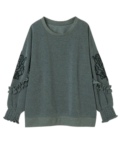 RANAN（ラナン）の「＜裏起毛＞コード刺しゅう使いプルオーバー（Tシャツ/カットソー・レディース・グレイッシュベージュ/ブルーパープル/チャコール/ブラック・M/LL/L）」の10枚目の写真