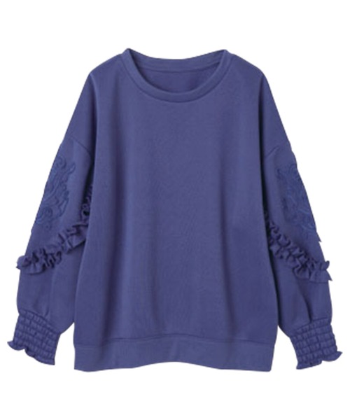 RANAN（ラナン）の「＜裏起毛＞コード刺しゅう使いプルオーバー（Tシャツ/カットソー・レディース・グレイッシュベージュ/ブルーパープル/チャコール/ブラック・M/LL/L）」の12枚目の写真