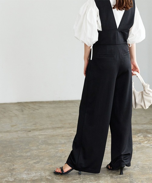 ハイウエストVネックオールインワン/サロペット