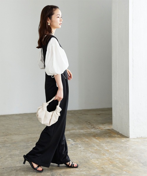 ハイウエストVネックオールインワン/サロペット