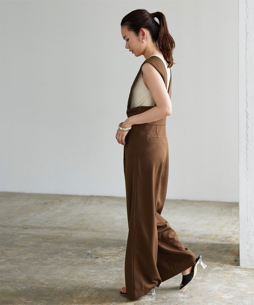 ハイウエストVネックオールインワン/サロペット