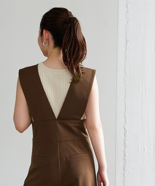 ハイウエストVネックオールインワン/サロペット