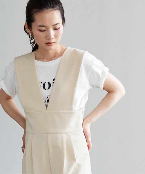 ハイウエストVネックオールインワン/サロペット