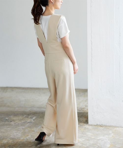 ハイウエストVネックオールインワン/サロペット