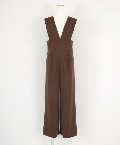 ハイウエストVネックオールインワン/サロペット