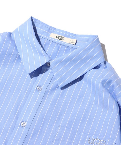 UGG（アグ）の「UGG@mos サイドファスナー ビッグシャツ / アグ サイドファスナー ビッグシャツ（シャツ/ブラウス・レディース・ベージュ/ホワイト/ブルー・M/L）」の5枚目の写真