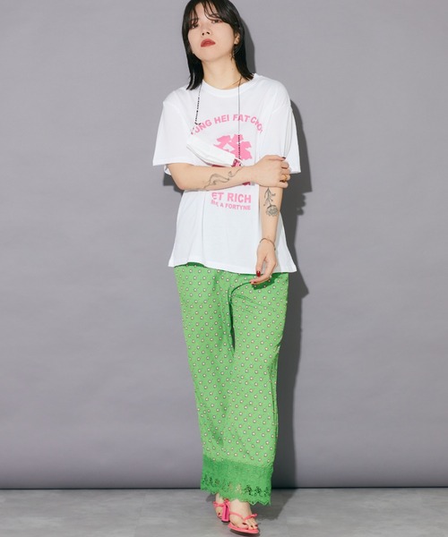 Bloom Closet(ブルームクローゼット)の「ビンディーパターンヘムレースパンツ(その他パンツ・レディース・パープル/グリーン・MEDIUM/LARGE)」の7枚目の写真