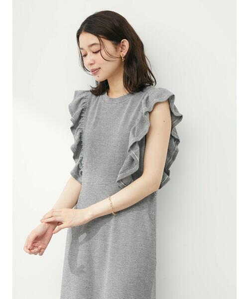 Sugar spoon（シュガースプーン）の「・SUGAR SPOON ボーダーラッフルワンピ（ワンピース・レディース・ブラック/ブルー/グリーン・FREE）」の4枚目の写真