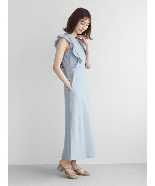 Sugar spoon（シュガースプーン）の「・SUGAR SPOON ボーダーラッフルワンピ（ワンピース・レディース・ブラック/ブルー/グリーン・FREE）」の8枚目の写真