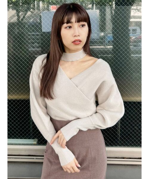 MURUA(ムルーア)の「カシュクールチョーカーニット(ニット/セーター・レディース・アイボリー/ブラック/ブルー・FREE)」の5枚目の写真
