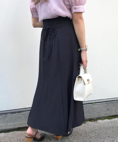 INGNI（イング）の「BACKレースUPマーメイドスカート（スカート・レディース・ブラック/ライトベージュ・FREE）」の2枚目の写真