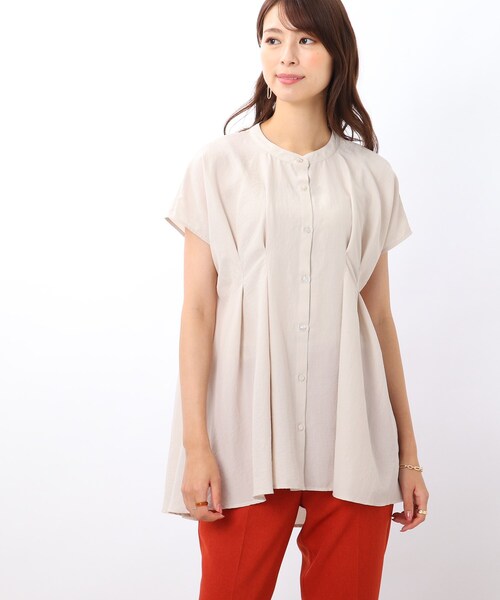 DRESKIP（ドレスキップ）の「◆タックフレア チュニックブラウス（シャツ/ブラウス・レディース・ブラック/ライトベージュ/ライトグリーン/ダークブラウン・00）」の5枚目の写真