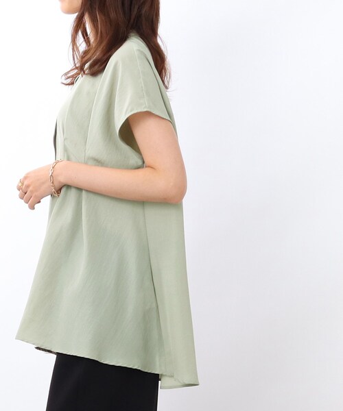 DRESKIP（ドレスキップ）の「◆タックフレア チュニックブラウス（シャツ/ブラウス・レディース・ブラック/ライトベージュ/ライトグリーン/ダークブラウン・00）」の13枚目の写真