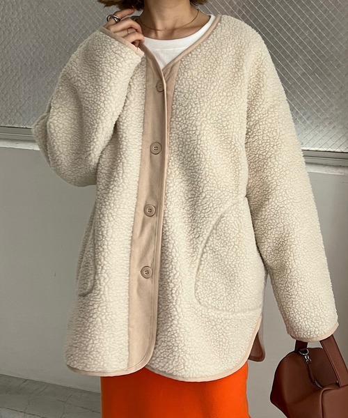 DISCOAT（ディスコート）の「【WEB限定】ノーカラーボアジャケット