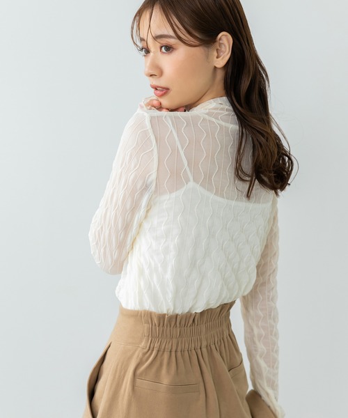 トップス Dariahrose メロウデザインハイネックシアートップス（シャツ/ブラウス