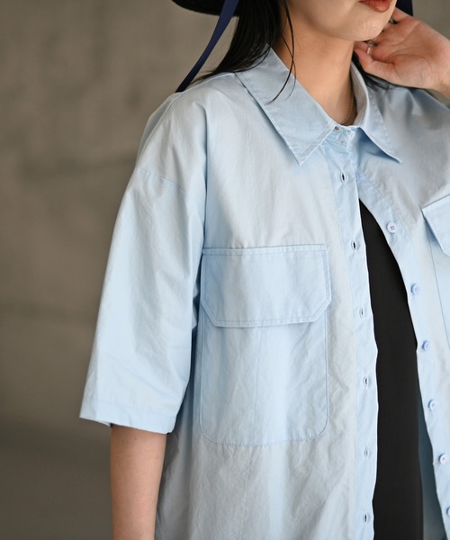 Marient（マリエント）の「ダブルポケットオーバーシャツ（シャツ/ブラウス・レディース・ホワイト/ライトブルー・FREE）」の14枚目の写真