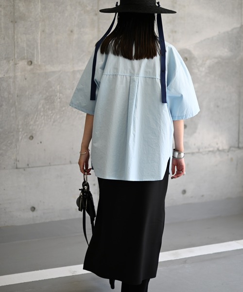 Marient（マリエント）の「ダブルポケットオーバーシャツ（シャツ/ブラウス・レディース・ホワイト/ライトブルー・FREE）」の9枚目の写真