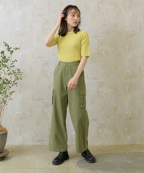 Lull(ルル)の「【Lull / ルル】ぽこぽこショートトップス(Tシャツ/カットソー・レディース・ブラック/イエロー/ホワイト・ONESIZE)」の16枚目の写真