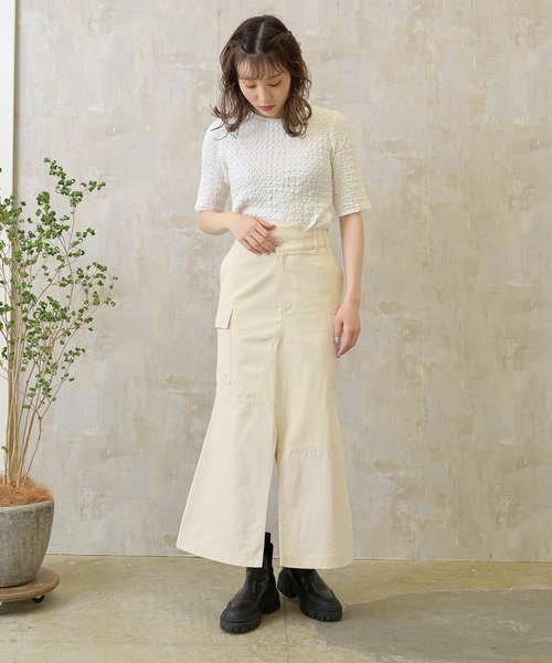 Lull(ルル)の「【Lull / ルル】ぽこぽこショートトップス(Tシャツ/カットソー・レディース・ブラック/イエロー/ホワイト・ONESIZE)」の7枚目の写真