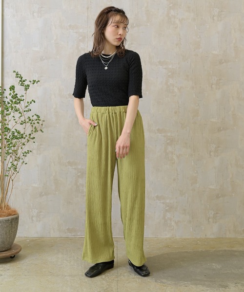 Lull(ルル)の「【Lull / ルル】ぽこぽこショートトップス(Tシャツ/カットソー・レディース・ブラック/イエロー/ホワイト・ONESIZE)」の10枚目の写真
