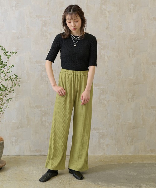 Lull(ルル)の「【Lull / ルル】ぽこぽこショートトップス(Tシャツ/カットソー・レディース・ブラック/イエロー/ホワイト・ONESIZE)」の12枚目の写真