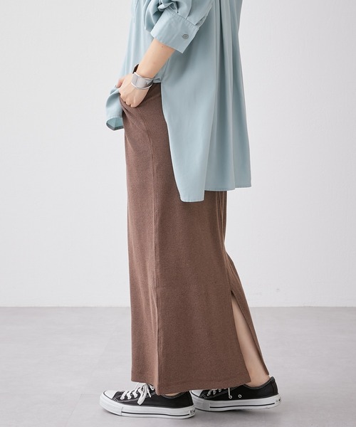 CIAOPANIC TYPY（チャオパニックティピー）の「■メランジリブナロースカート（スカート・レディース・チャコールグレー/ベージュ/ブラウン・ONE SIZE）」の3枚目の写真