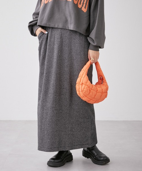 CIAOPANIC TYPY（チャオパニックティピー）の「■メランジリブナロースカート（スカート・レディース・チャコールグレー/ベージュ/ブラウン・ONE SIZE）」の2枚目の写真