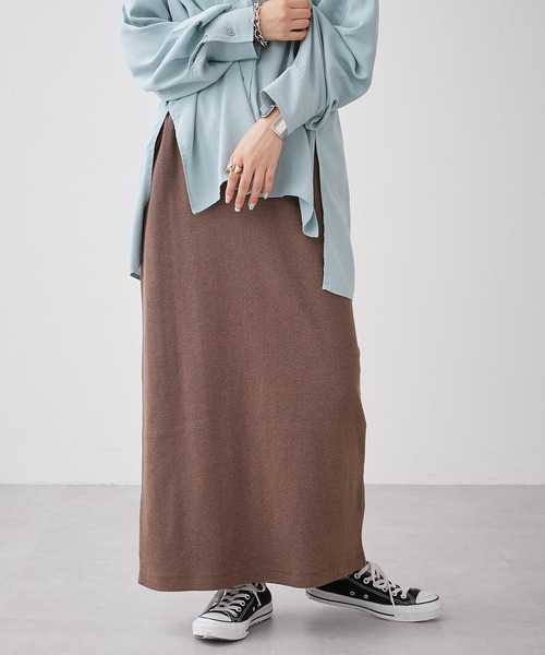 CIAOPANIC TYPY（チャオパニックティピー）の「■メランジリブナロースカート（スカート・レディース・チャコールグレー/ベージュ/ブラウン・ONE SIZE）」の4枚目の写真