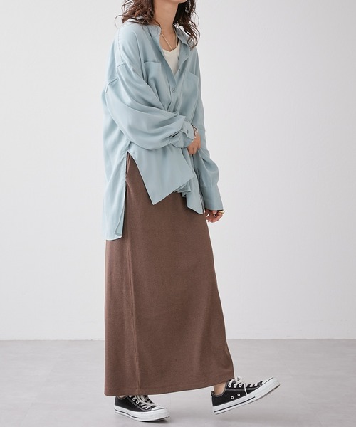 CIAOPANIC TYPY（チャオパニックティピー）の「■メランジリブナロースカート（スカート・レディース・チャコールグレー/ベージュ/ブラウン・ONE SIZE）」の5枚目の写真