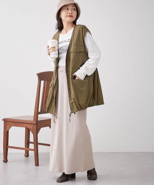 CIAOPANIC TYPY（チャオパニックティピー）の「■メランジリブナロースカート（スカート・レディース・チャコールグレー/ベージュ/ブラウン・ONE SIZE）」の11枚目の写真