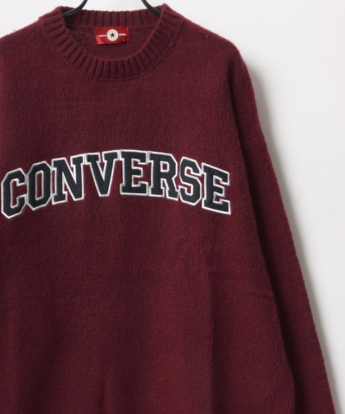 CONVERSE(コンバース)の「CONVERSE/コンバース オーバーサイズ モヘアタッチ シャギーニットプルオーバー/リブライン/カレッジロゴ/マルチボーダー(ニット/セーター・レディース・ブラック/ダークグリーン/オフホワイト/グレー系その他/グリーン系その他/ワイン・LL/M/L)」の6枚目の写真