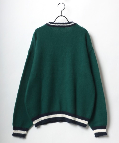 CONVERSE(コンバース)の「CONVERSE/コンバース オーバーサイズ モヘアタッチ シャギーニットプルオーバー/リブライン/カレッジロゴ/マルチボーダー(ニット/セーター・レディース・ブラック/ダークグリーン/オフホワイト/グレー系その他/グリーン系その他/ワイン・LL/M/L)」の21枚目の写真