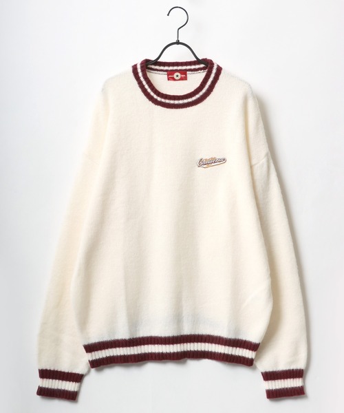 CONVERSE(コンバース)の「CONVERSE/コンバース オーバーサイズ モヘアタッチ シャギーニットプルオーバー/リブライン/カレッジロゴ/マルチボーダー(ニット/セーター・レディース・ブラック/ダークグリーン/オフホワイト/グレー系その他/グリーン系その他/ワイン・LL/M/L)」の15枚目の写真