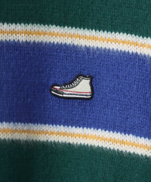 CONVERSE(コンバース)の「CONVERSE/コンバース オーバーサイズ モヘアタッチ シャギーニットプルオーバー/リブライン/カレッジロゴ/マルチボーダー(ニット/セーター・レディース・ブラック/ダークグリーン/オフホワイト/グレー系その他/グリーン系その他/ワイン・LL/M/L)」の13枚目の写真