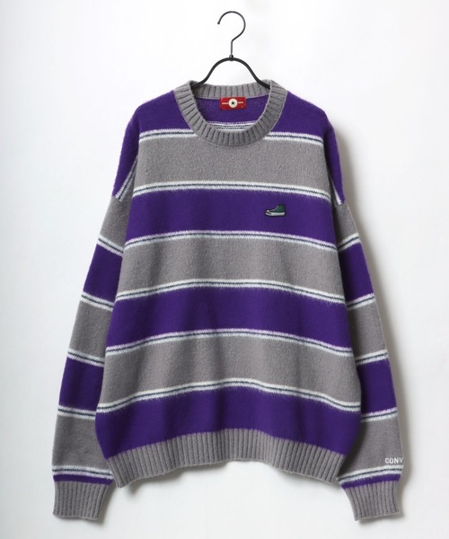 CONVERSE(コンバース)の「CONVERSE/コンバース オーバーサイズ モヘアタッチ シャギーニットプルオーバー/リブライン/カレッジロゴ/マルチボーダー(ニット/セーター・レディース・ブラック/ダークグリーン/オフホワイト/グレー系その他/グリーン系その他/ワイン・LL/M/L)」の17枚目の写真