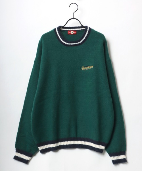 CONVERSE(コンバース)の「CONVERSE/コンバース オーバーサイズ モヘアタッチ シャギーニットプルオーバー/リブライン/カレッジロゴ/マルチボーダー(ニット/セーター・レディース・ブラック/ダークグリーン/オフホワイト/グレー系その他/グリーン系その他/ワイン・LL/M/L)」の18枚目の写真