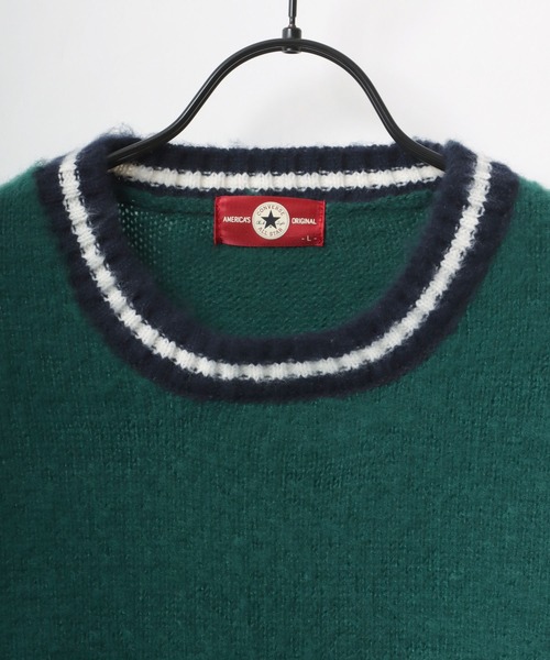 CONVERSE(コンバース)の「CONVERSE/コンバース オーバーサイズ モヘアタッチ シャギーニットプルオーバー/リブライン/カレッジロゴ/マルチボーダー(ニット/セーター・レディース・ブラック/ダークグリーン/オフホワイト/グレー系その他/グリーン系その他/ワイン・LL/M/L)」の22枚目の写真