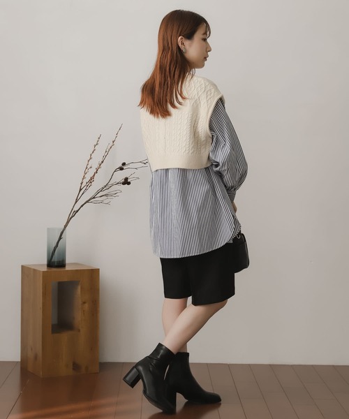 SENSE OF PLACE by URBAN RESEARCH（センスオブプレイスバイアーバンリサーチ）の「ニットベストレイヤードシャツ（シャツ/ブラウス・レディース・ネイビー/オフホワイト/オレンジ・ONE）」の14枚目の写真