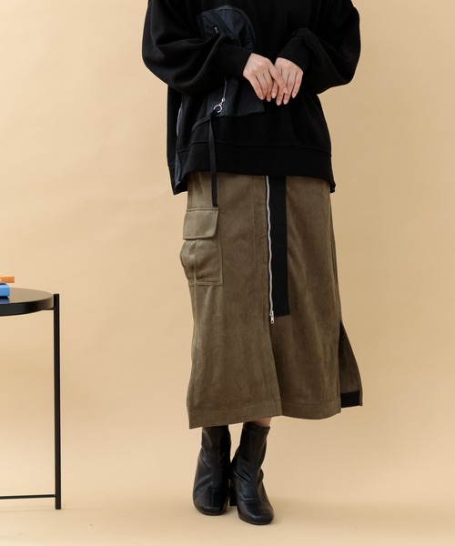 Paradise Picnic（パラダイスピクニック）の「33℃ センターストレッチカーゴスカート（スカート・レディース・ブラック/カーキ・FREE）」の5枚目の写真