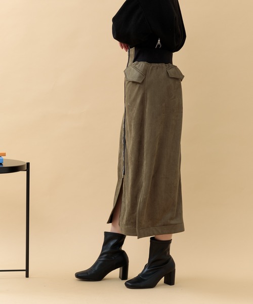Paradise Picnic（パラダイスピクニック）の「33℃ センターストレッチカーゴスカート（スカート・レディース・ブラック/カーキ・FREE）」の6枚目の写真