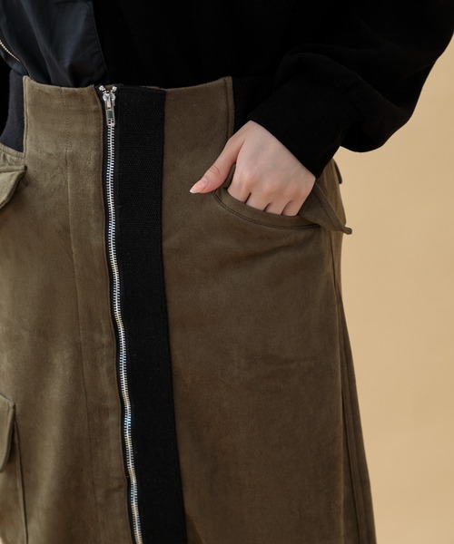 Paradise Picnic（パラダイスピクニック）の「33℃ センターストレッチカーゴスカート（スカート・レディース・ブラック/カーキ・FREE）」の9枚目の写真