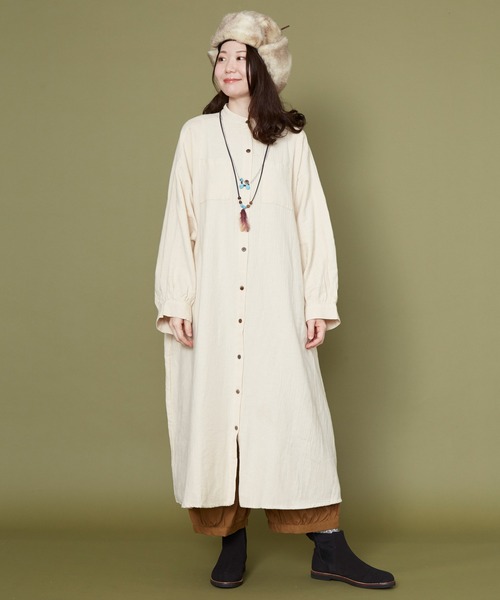 チャイハネ（チャイハネ）の「【チャイハネ】ユータリーシャツワンピース（シャツワンピース・レディース・パープル/オフホワイト/キャメル・FREE）」の18枚目の写真