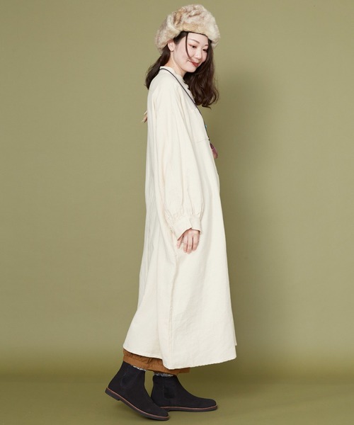 チャイハネ（チャイハネ）の「【チャイハネ】ユータリーシャツワンピース（シャツワンピース・レディース・パープル/オフホワイト/キャメル・FREE）」の19枚目の写真