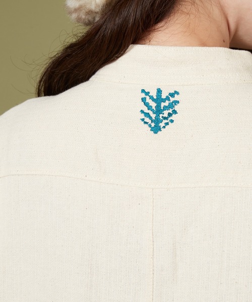 チャイハネ（チャイハネ）の「【チャイハネ】ユータリーシャツワンピース（シャツワンピース・レディース・パープル/オフホワイト/キャメル・FREE）」の6枚目の写真