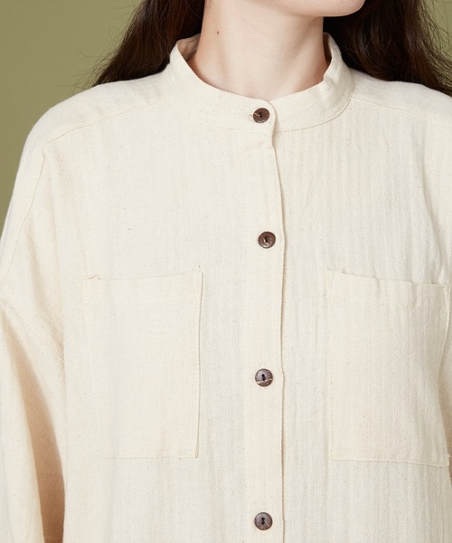 チャイハネ（チャイハネ）の「【チャイハネ】ユータリーシャツワンピース（シャツワンピース・レディース・パープル/オフホワイト/キャメル・FREE）」の7枚目の写真