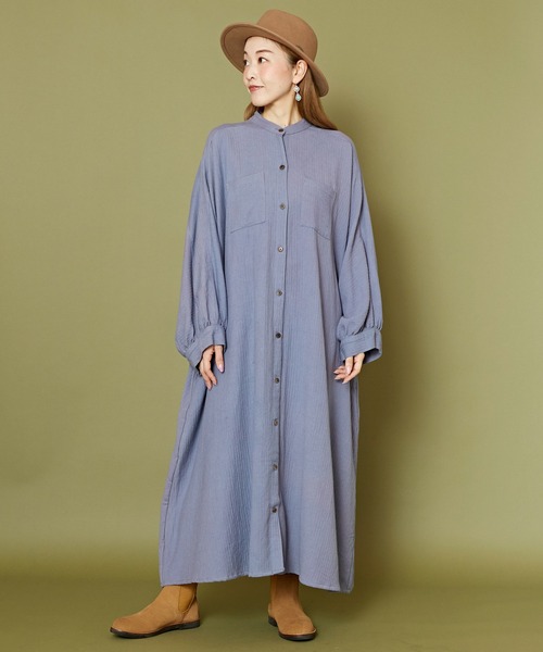 チャイハネ（チャイハネ）の「【チャイハネ】ユータリーシャツワンピース（シャツワンピース・レディース・パープル/オフホワイト/キャメル・FREE）」の13枚目の写真