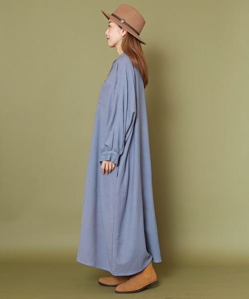 チャイハネ（チャイハネ）の「【チャイハネ】ユータリーシャツワンピース（シャツワンピース・レディース・パープル/オフホワイト/キャメル・FREE）」の14枚目の写真